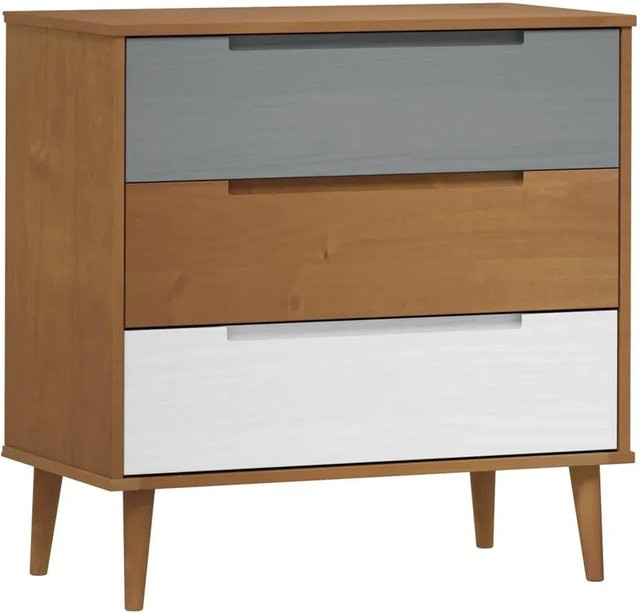 vidaXL Schubladenschrank MOLDE in Braun aus Massivholz Kiefer im skandinavischen Stil, B/T/H: 80 x 40 x 80 cm - Bild 1