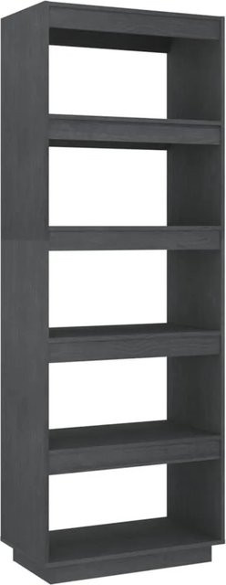 vidaXL Bücherregal und Raumteiler aus Massivholz Kiefer in Grau, B/T/H: 60 x 35 x 167 cm - Bild 1