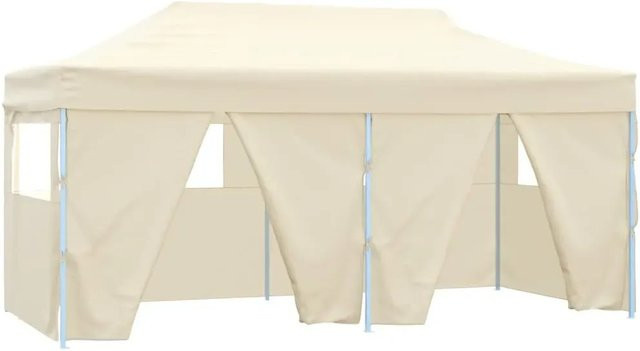 vidaXL Profi-Partyzelt faltbar mit 4 Seitenwänden und Fenstern, B/T/H: 600 x 315 x 170 cm, Stahl und PVC, Beige/Weiß - Bild 1