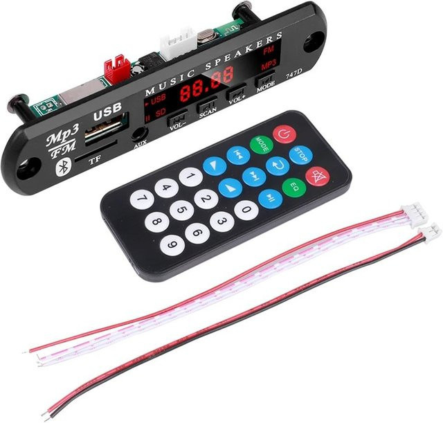 YJMP Bluetooth 5.0 MP3-Player Decoderplatine mit FM-Radio, TF, USB und 3,5 mm AUX in Schwarz (DC 6V-24V) - Bild 1