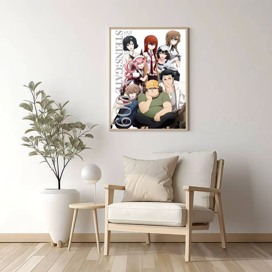 S-Steins G-Gate Anime Vintage Poster, selbstklebender Wandaufkleber aus Papier, Mehrfarbig, B/H: 10 x 15 cm - Bild 4