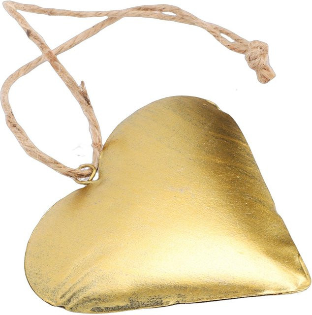 Shoemst Herzförmiges 3D-Metall Wandornament in Messing Gold, Vintage Wandkunst für Valentinstag, B/H: 10 x 10 cm - Bild 1