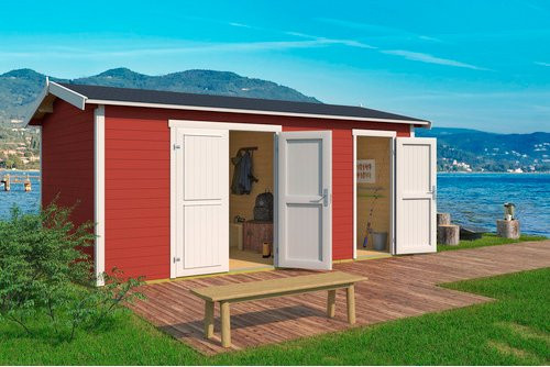Lasita Gartenhaus Tuvalu XL aus Fichtenholz mit Satteldach in Schwedenrot, B/T/H: 540 x 331,2 x 250,8 cm - Bild 3