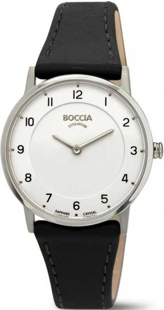Boccia Damenuhr, Quarz, Titan, Saphirglas, 32 mm, Leder, Weiß - Bild 1
