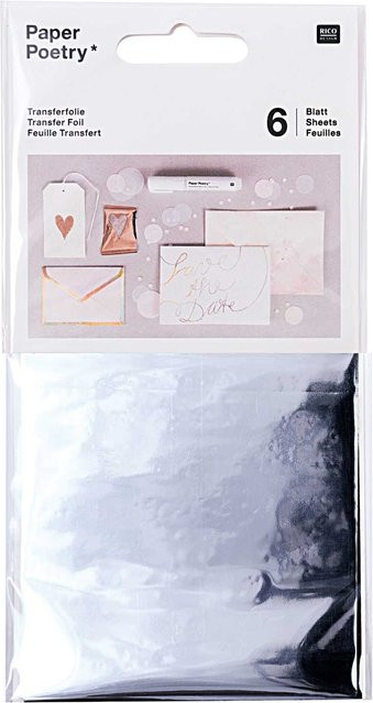 Rico Design Paper Poetry Transferfolie Silber, 6 Blatt, 9 x 15 cm - Bild 1