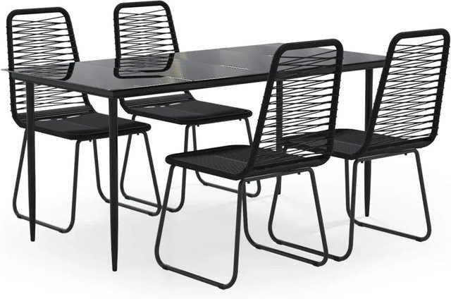vidaXL 5-teilige Garten-Essgruppe aus Stahl und Glas in Schwarz - Bild 1