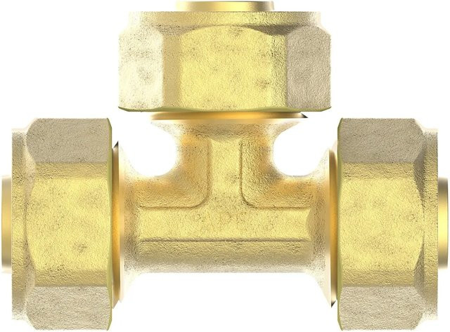Kirchhoff T-Stück 26 mm Klemmfitting aus Messing in Gold-Optik - Bild 1