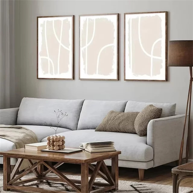 Potdemiel Abstrakte Wandkunst Poster in Weiß und Beige im Boho-Stil als moderner Nordic-Druck für deine Innendekoration - Bild 1