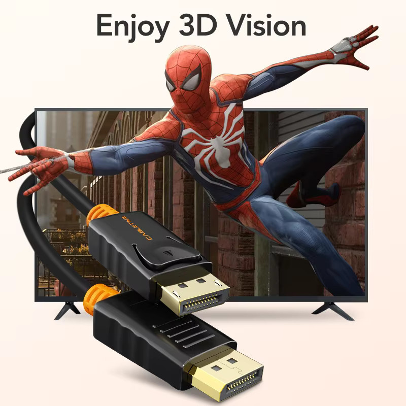 CABLETIME DisplayPort-Kabel in Schwarz für 4K 60Hz Videoübertragung an HDTV, Projektor und PC - Bild 4