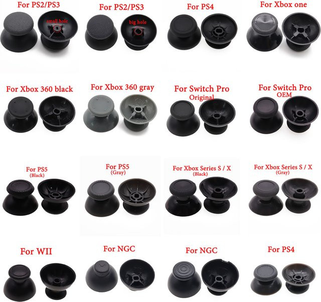 TingDong 10er Set Analog Joystick Daumensticks in Schwarz für PS5, PS4, PS3, PS2, Xbox One, Xbox 360 und Nintendo Switch Controller - Bild 1