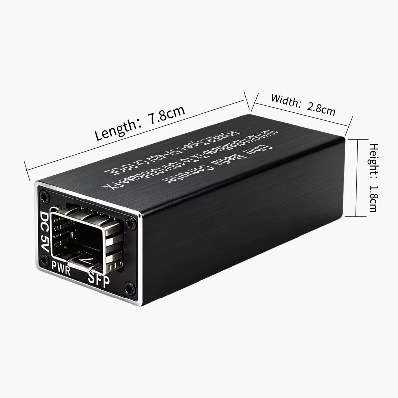 ONTi Mini RPOE 1.25G Medienkonverter mit 1 SFP-Steckplatz und 1 RJ45 Ethernet Anschluss, Typ-C Eingang, 5V DC - Bild 3