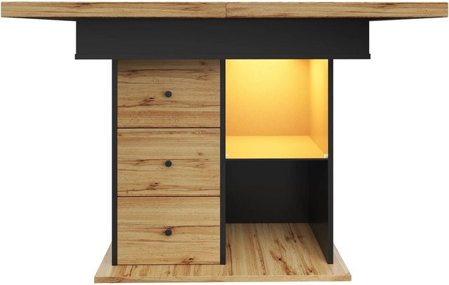 Merax Esstisch aus MDF und Metall, ausziehbar, Schwarz/Braun, B/T/H: 140 x 110 x 80 cm - Bild 1