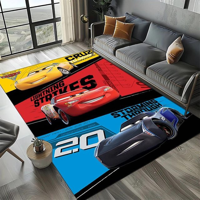 MINISO Disney Cars Lightning McQueen Kinder Teppich mit Motiv, rutschfest und waschbar, B/T: 80 x 50 cm, Multicolour - Bild 1
