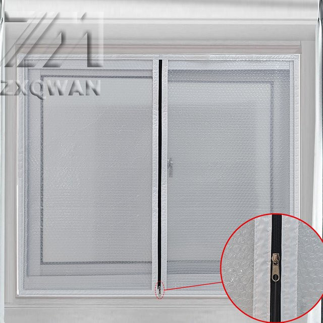 Wind- und kältebeständiger doppelschichtiger Kunststoff-Vorhang für Balkon und Fenster mit Reißverschluss und Blasenfolie, transparent, B: 150 cm, H: 80 cm - Bild 1