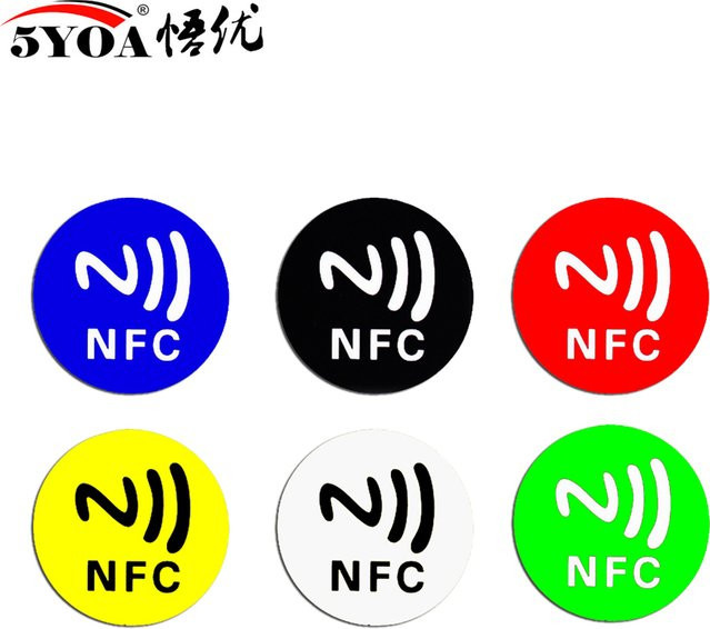 5YOA NFC Ntag213 Aufkleber Set, 6 Stück, 13,56 MHz ISO14443A, 144 Bytes, RFID Klebe-Tags in 6 Farben - Bild 1