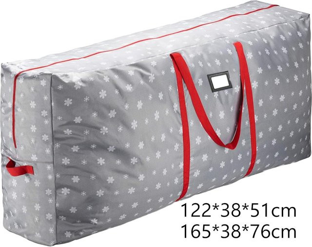 Wiederverwendbare Weihnachtsbaum-Tasche aus grauem 210D Oxford-Stoff, staubdicht und langlebig mit verstärkten Griffen, B/H: 76,0 x 38,0 cm - Bild 1