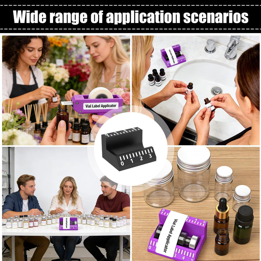 Etikettenapplikator für 3ml und 10ml Fläschchen in Schwarz aus Kunststoff zur präzisen und zeitsparenden Ausrichtung von Aufklebern - Bild 4