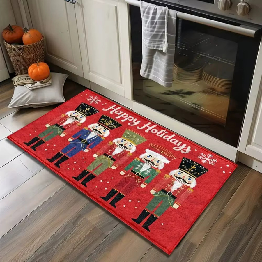 VIKAMA Weihnachtliche Nussknacker Fußmatte in Rot, rutschfeste Bodenmatte aus Polyester für Flur, Küche oder Badezimmer, B/T: 60 x 40 cm - Bild 3