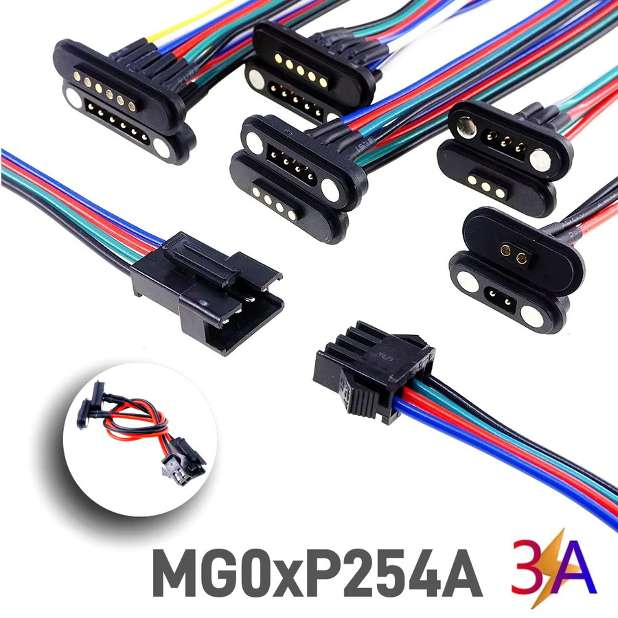 RTLECS Magnetisches Pogo Pin JST SM Verlängerungskabel Set mit 2A Stecker Männlich und Weiblich in Schwarz für LED Streifen und Lampen Treiber - Bild 2