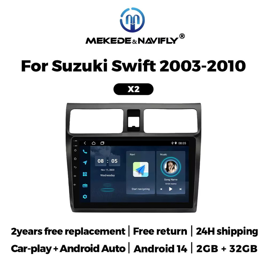 NAVIFANS Android Autoradio mit Carplay und GPS für Suzuki Swift 2003 - 2010, 2 DIN Multimedia Player, Schwarz - Bild 2