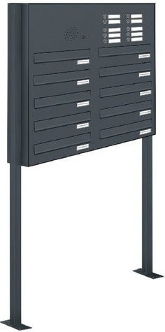 AL Briefkasten-System für 10 Parteien mit Zaundurchwurf, grau, B/H/T: 153,551 x 170,0 x 27,5 cm - Bild 1