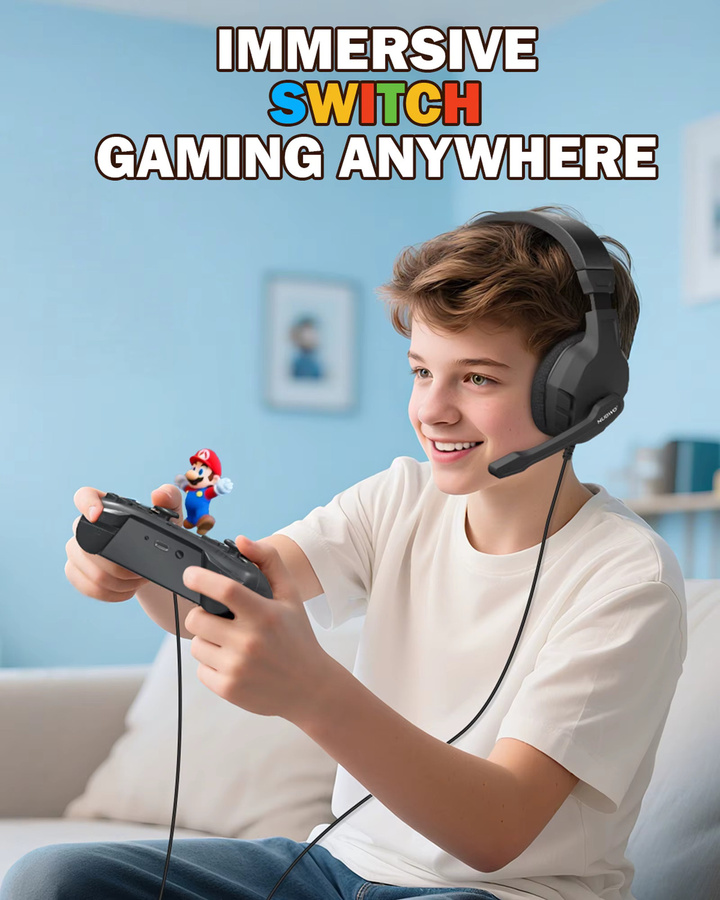 NUBWO U3 Gaming-Headset in Schwarz und Orange mit Mikrofon und Stereoklang für PC, PlayStation und Xbox - Bild 4