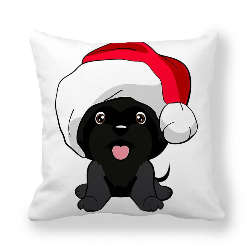 Dekorativer Kissenbezug Weihnachtshund Serie mit Digitaldruck aus kurzem Plüsch, B/B/H: 18 x 18 x 18 cm - Bild 1