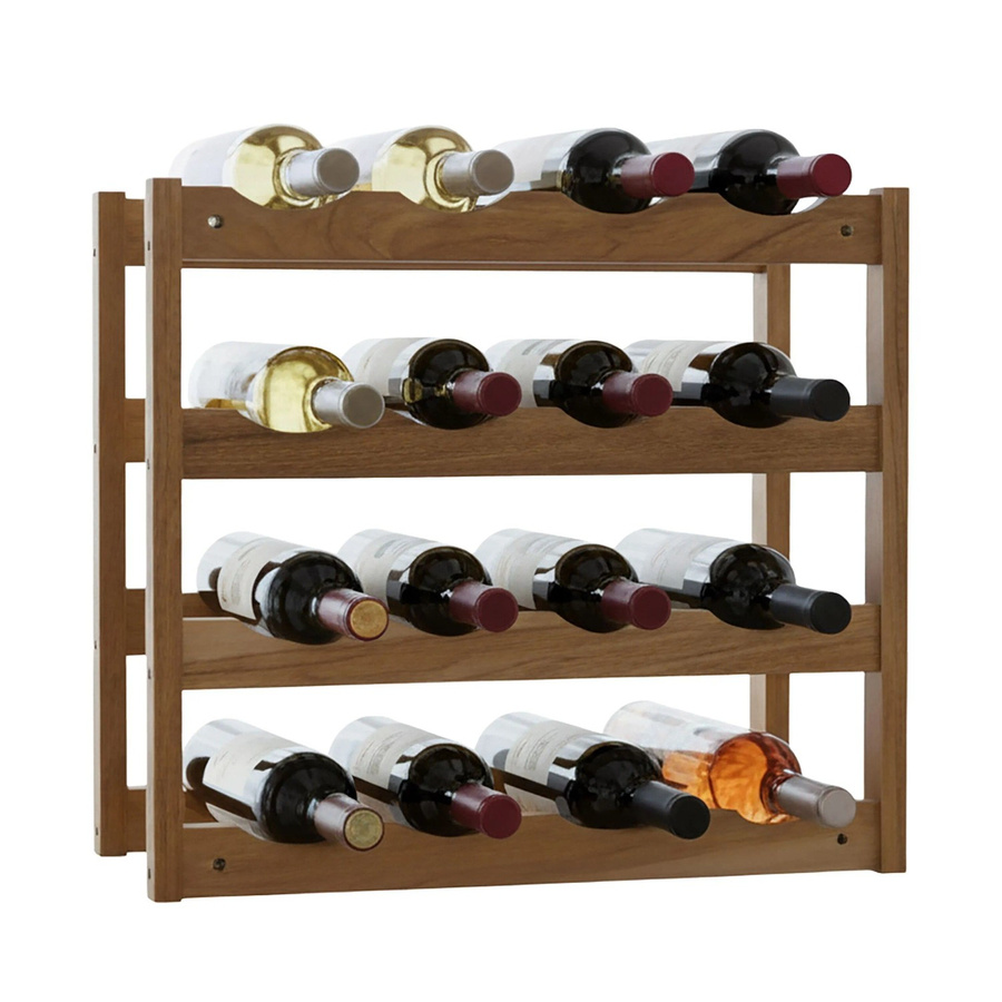 Relaxdays Weinregal aus Walnuss Natur für 16 Flaschen, B/T/H: 38 x 42 x 21 cm - Bild 2