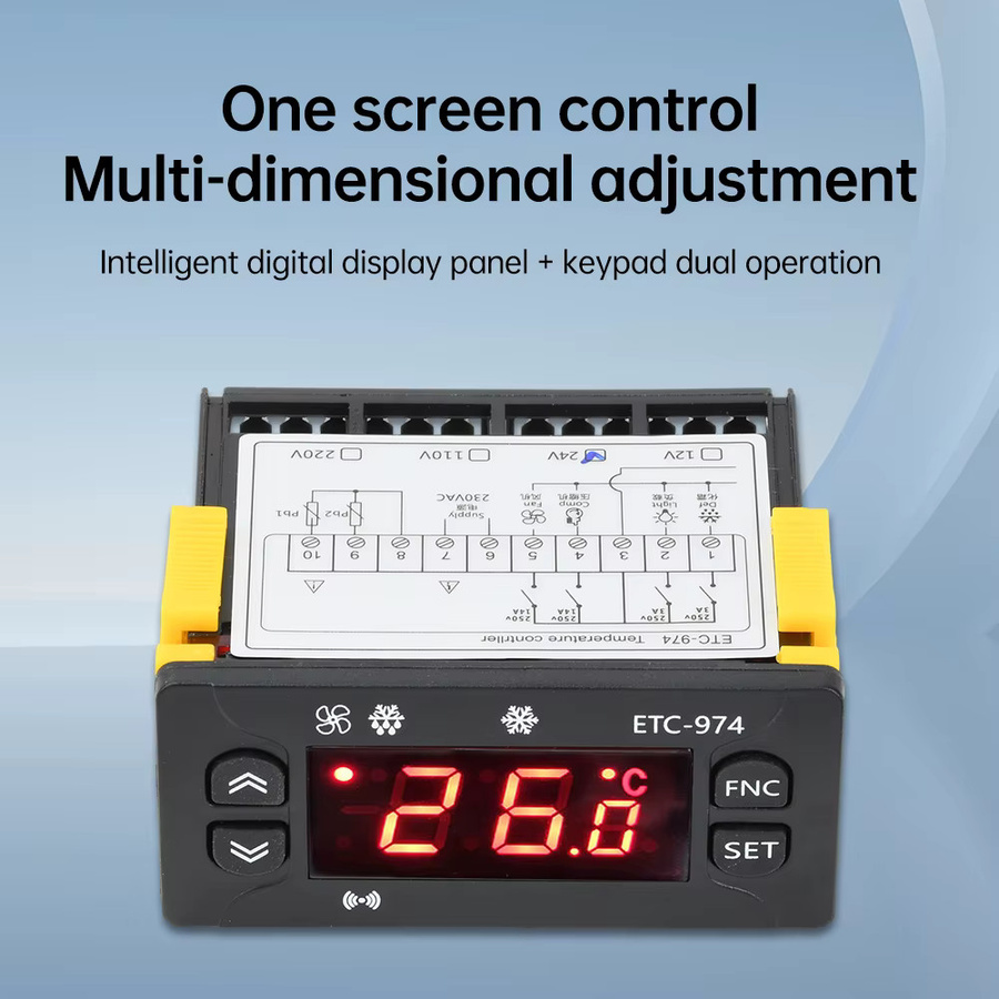Gaqqee ETC-974 Intelligenter Digitalanzeige-Temperaturregler für Kompressor, Frost und Lüfter, DC12V/24V & AC110V/220V - Bild 5
