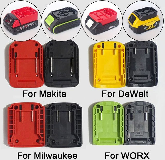 DIY Adapter Konverter Basis Ladekopf Schale für Makita, Dewalt, Worx und Milwaukee 18V Lithium Akku, Farbe: Schwarz - Bild 1