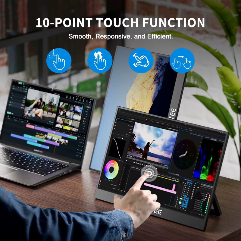 HGFRTEE Tragbares 14 Zoll Touchscreen Display mit 10-Punkt-Touch in Schwarz für Laptop, PC, Mac, Xbox und PS4/5 - Bild 3
