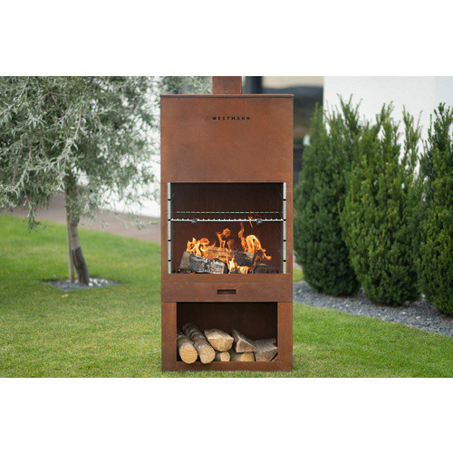 Westmann Gartenkamin in Braun, B/H/T: 70 x 229 x 41 cm - Bild 6