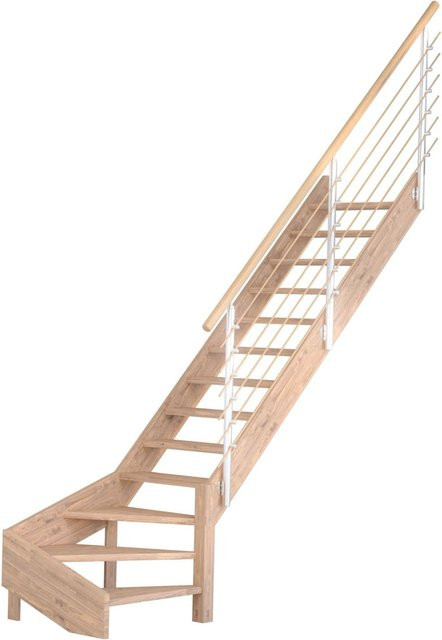 StarWood Treppe Mykonos Pro Winder in Eiche Braun mit Design-Geländer-Holzstäben B/T/H: 80 x 280 x 13 cm - Bild 1