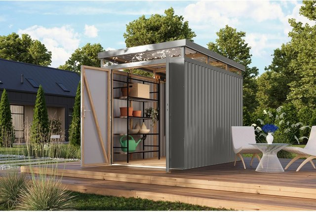 Karibu Metallgerätehaus Argos 2,5 in Graualuminium - Bild 1