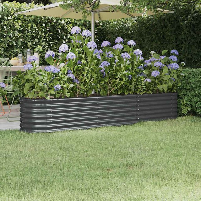 vidaXL Pflanzkübel aus pulverbeschichtetem Stahl in Anthrazit, B/T/H: 224 x 40 x 36 cm - Bild 3
