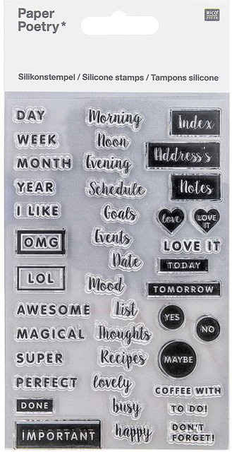 Rico Design Paper Poetry Silikonstempel-Set Transparent für Bullet Diary und Notizen - Bild 1