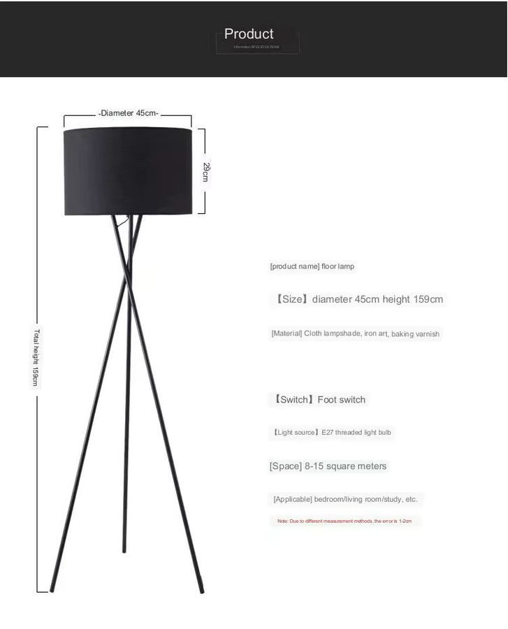 Claeted Nordic LED Stehleuchte in Gold mit Stativ-Design für Wohnzimmer und zum Lesen - Bild 2