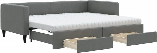 vidaXL Tagesbett ausziehbar mit Schubladen in Dunkelgrau, B/T/H: 90 x 200 x 68 cm - Bild 1