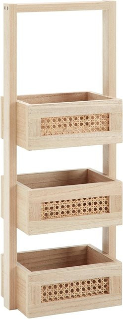 Bessagi Home Regal Denis in Naturfarben aus Echtholz, MDF und Rattan, Beige/Braun, B: 70,0 cm, H: 18,0 cm, T: 26,5 cm - Bild 1