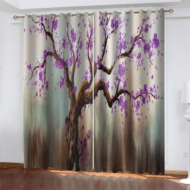 Yiran Furniture 2er-Set Moderne Vorhänge mit Blatt-Design aus Polyester, halbtransparent, Mehrfarbig, Höhe: 165 cm, Breite: 135 cm - Bild 1
