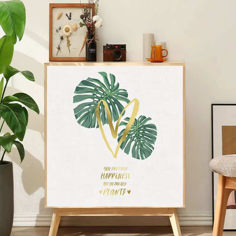 VIKAMA Schrankvorhang mit grünem Monstera-Blattmuster, selbstklebend, staubdichte Möbelabdeckung in Grün - Bild 2