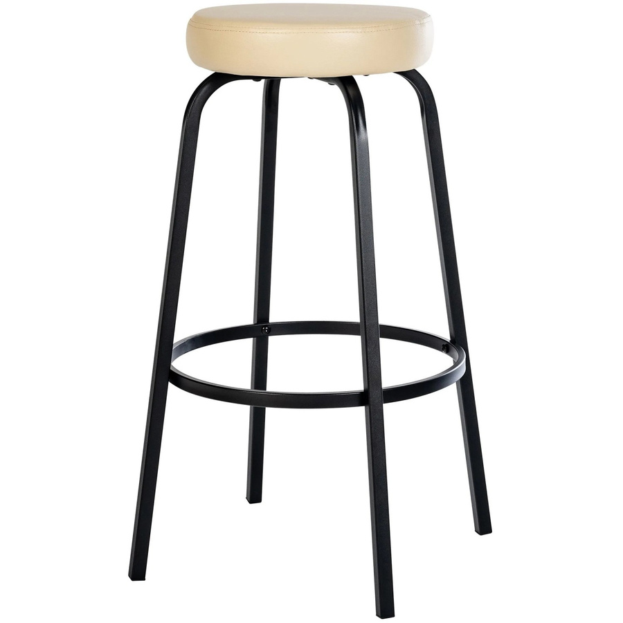 CLP Barhocker Kamari gepolsterter Barstuhl mit Metallgestell und Kunstleder oder Samt in Creme/Beige oder Schwarz - Bild 2