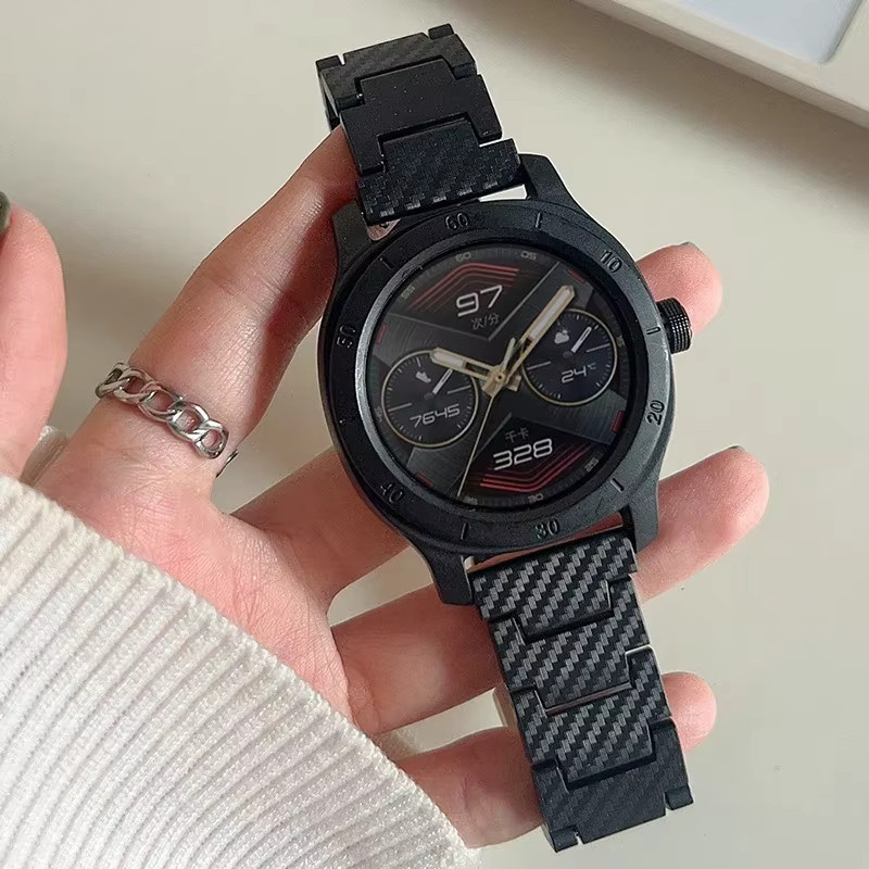 Uhrenarmband Kohlefaser, Schwarz, 20 22 mm, Unisex - Bild 1