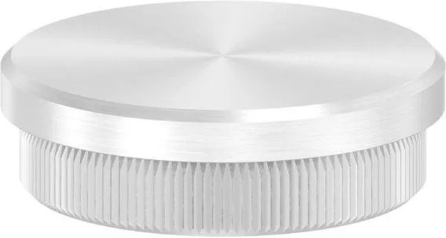 FeNau Endkappe aus Edelstahl V2A für Rohr Ø 42,4x2,0 mm, flach zum Einschlagen mit Rändelung, silber matt - Bild 1