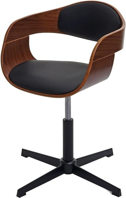 Proregal Bürostuhl in Walnuss-Optik mit schwarzem Kunstleder, höhenverstellbarer Schreibtischstuhl mit Drehmechanismus, H x B x T: 83 x 64 x 64 cm - Bild 1