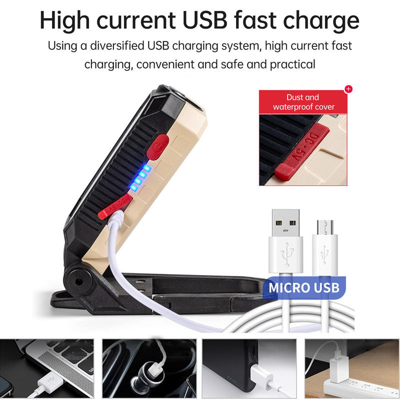 Aoresac COB-Arbeitsleuchte LED-Taschenlampe mit Magnetfuß und Aufhängehaken, USB-wiederaufladbar, Schwarz/Weiß - Bild 3