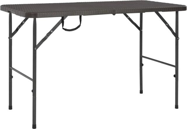vidaXL Gartentisch klappbar in Braun mit Rattan-Optik aus HDPE und Stahl, B/T/H: 120 x 60 x 74 cm - Bild 1