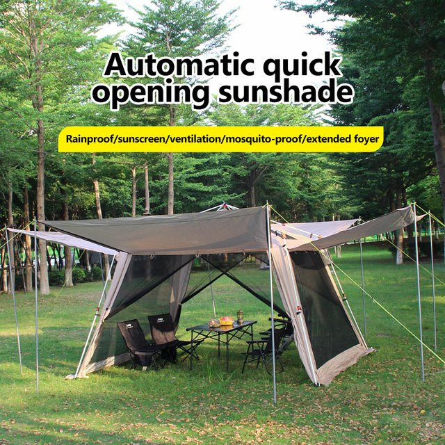 Sonuto Camping-Überdachungszelt mit Aluminiumstangen und Moskitonetz, regensicherer Sonnenschutz für Strand, Angeln und Wandern, B/T/H: 310 x 310 x 200 cm - Bild 1