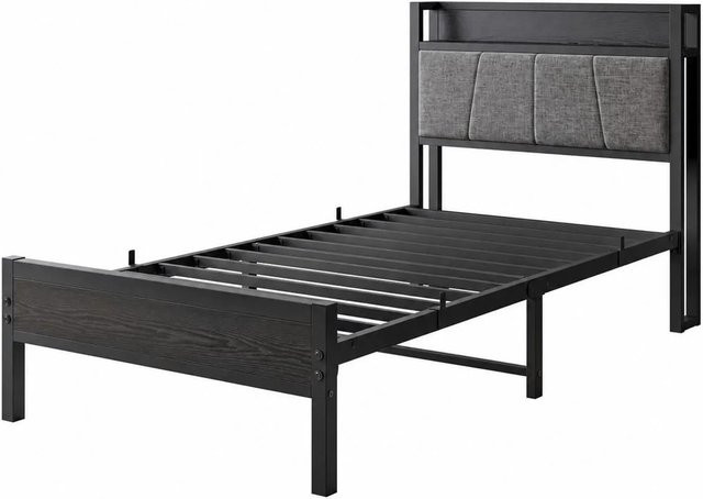 okwish Polsterbett in Grau mit USB-Ladeanschlüssen und integrierter Leselampe für das Jugendzimmer, B/T/H: 90 x 200 x 136 cm - Bild 1