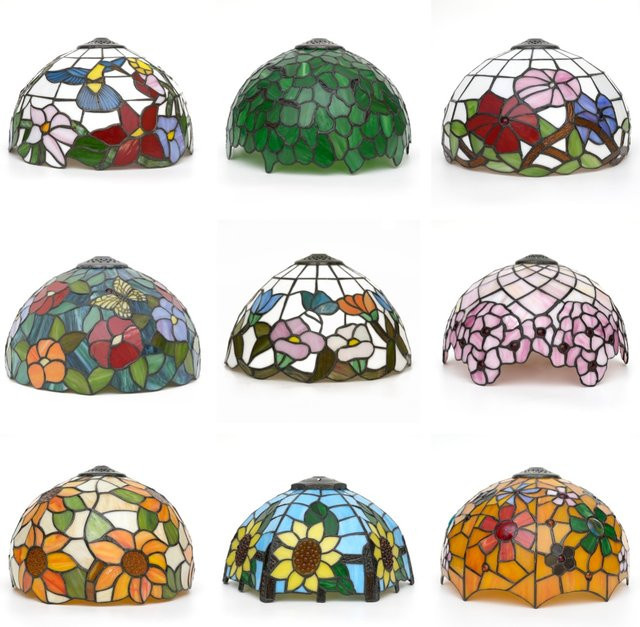 Handgefertigter skandinavischer Lampenschirm im Buntglas-Kirschblüten-Stil, Durchmesser: 30 cm, Multicolour - Bild 1